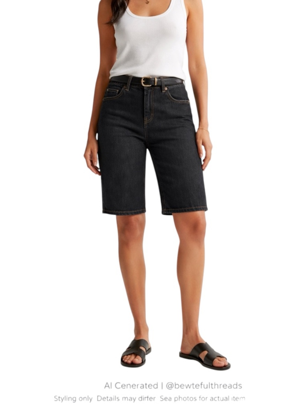 Minimalist Dark Denim Bermuda Shorts Clean Girl Capsule Summer